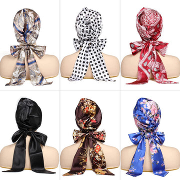 6 Pieces Satin Bonnet Head Scarf Sleeping Cap Headwear Head Wrap Turbans for Black Women Bonnet for Long Curly Hair And Braids